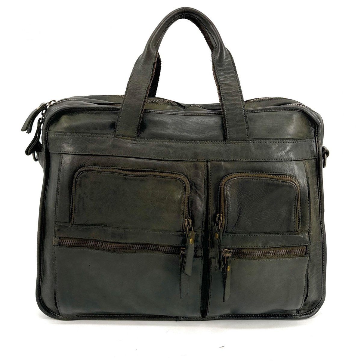 Sacoche en cuir vintage KENOBI kaki, OH MY BAG