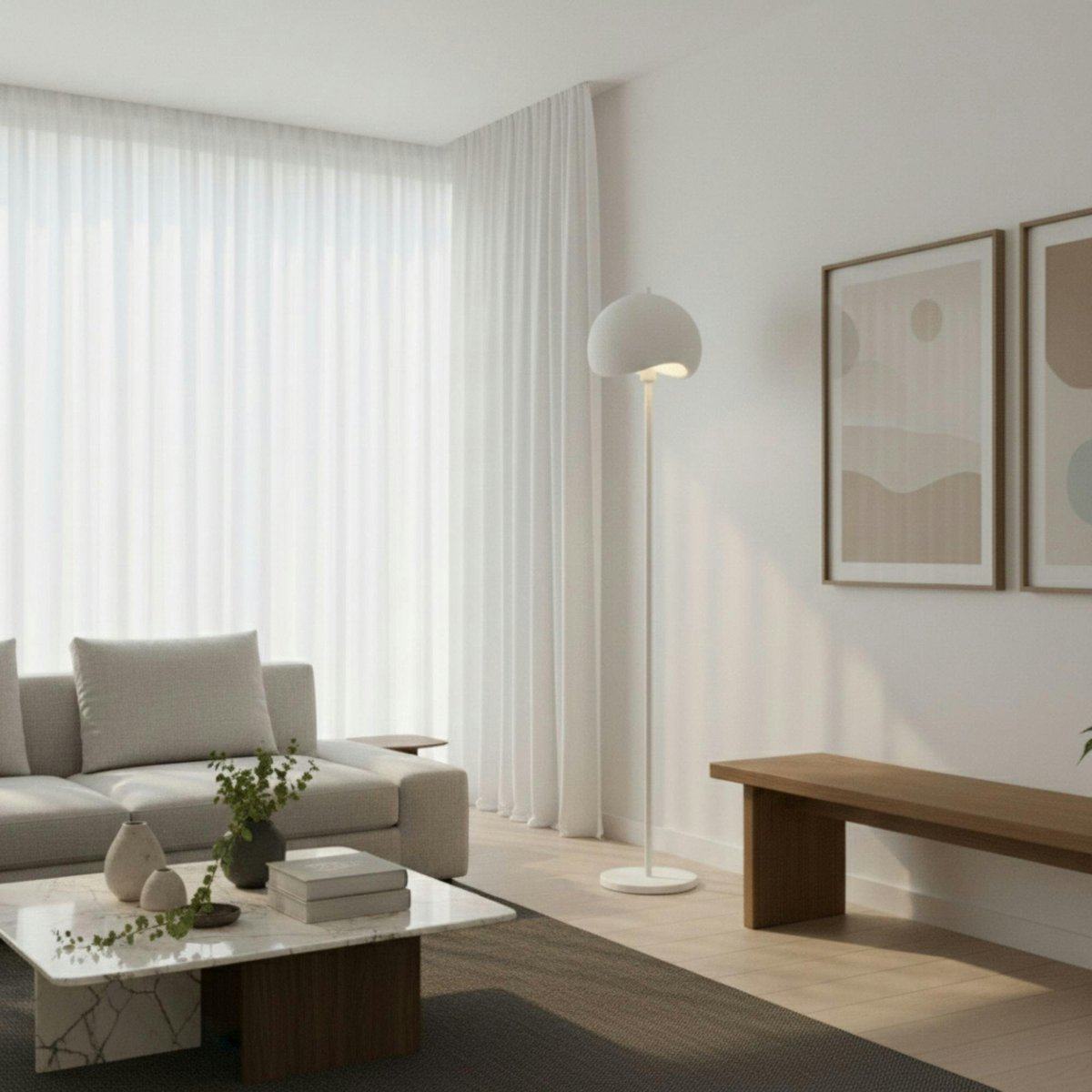 Lampadaire blanc design organique 170 cm NOXIS blanc, PIER IMPORT