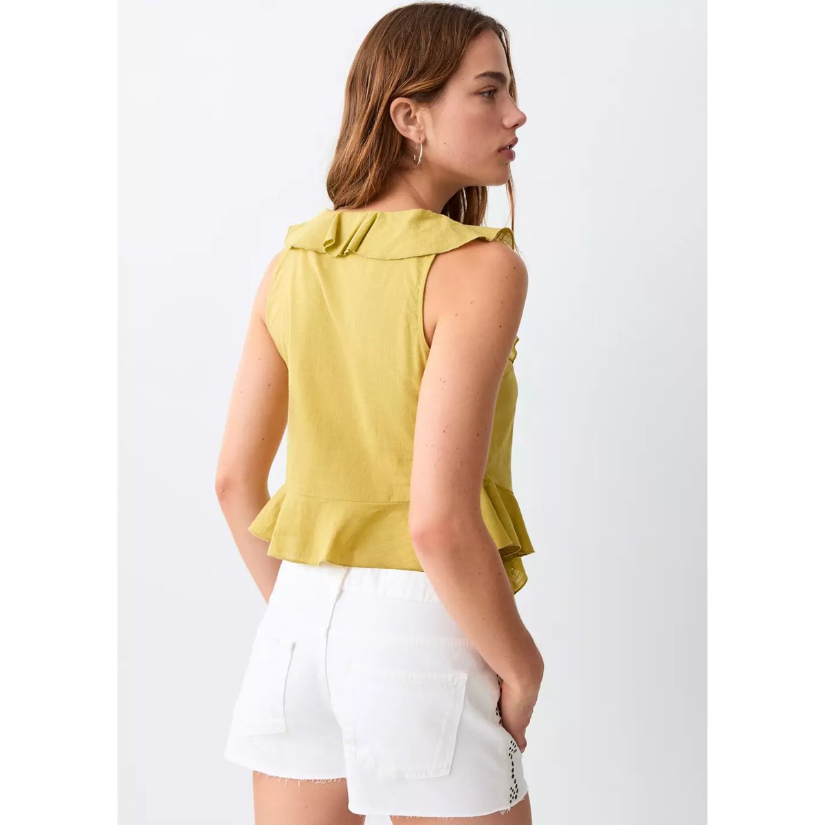 Mini-short à clous latéraux blanc cassé, MANGO TEEN