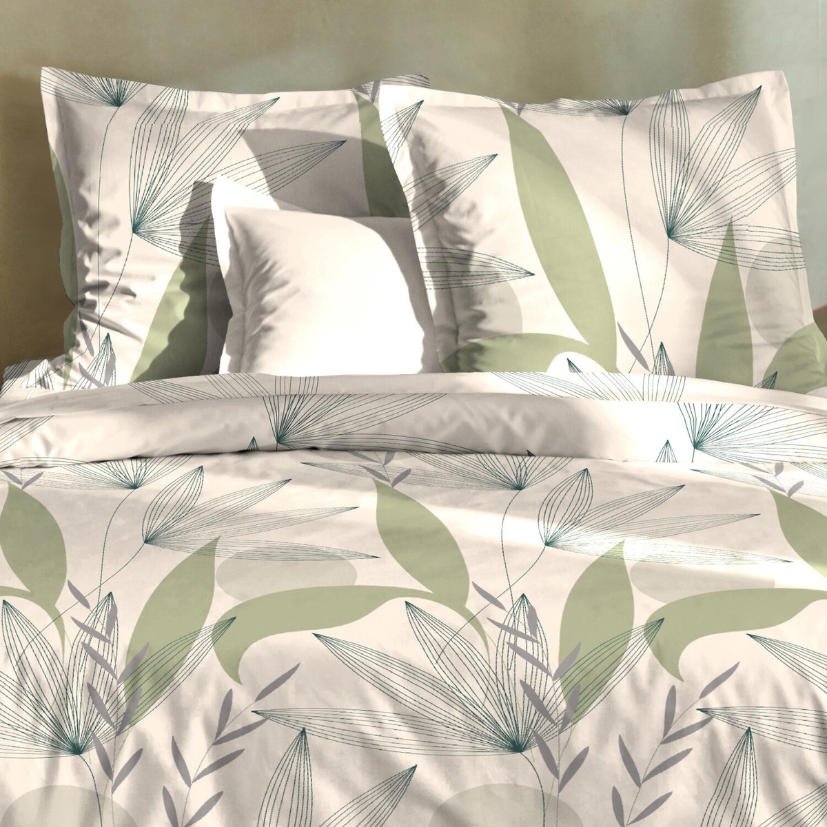 Parure housse de couette coton imprimés, dune blanc blanc, C DESIGN HOME TEXTILE