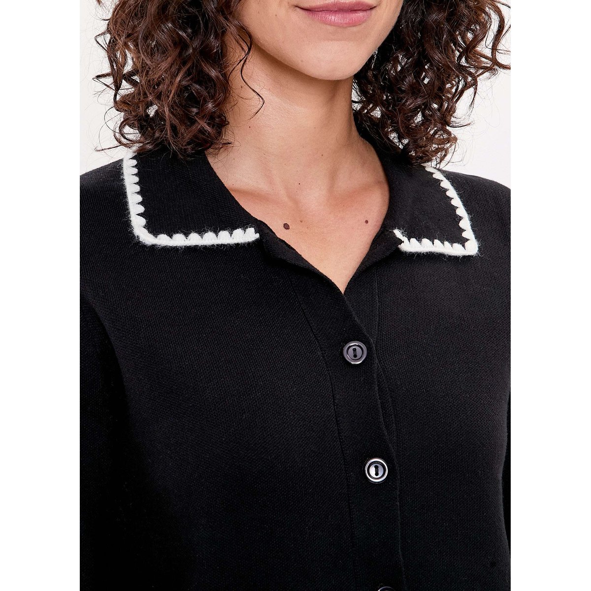 Veste gilet en coton épais uni GALA noir, PRINCESSE NOMADE
