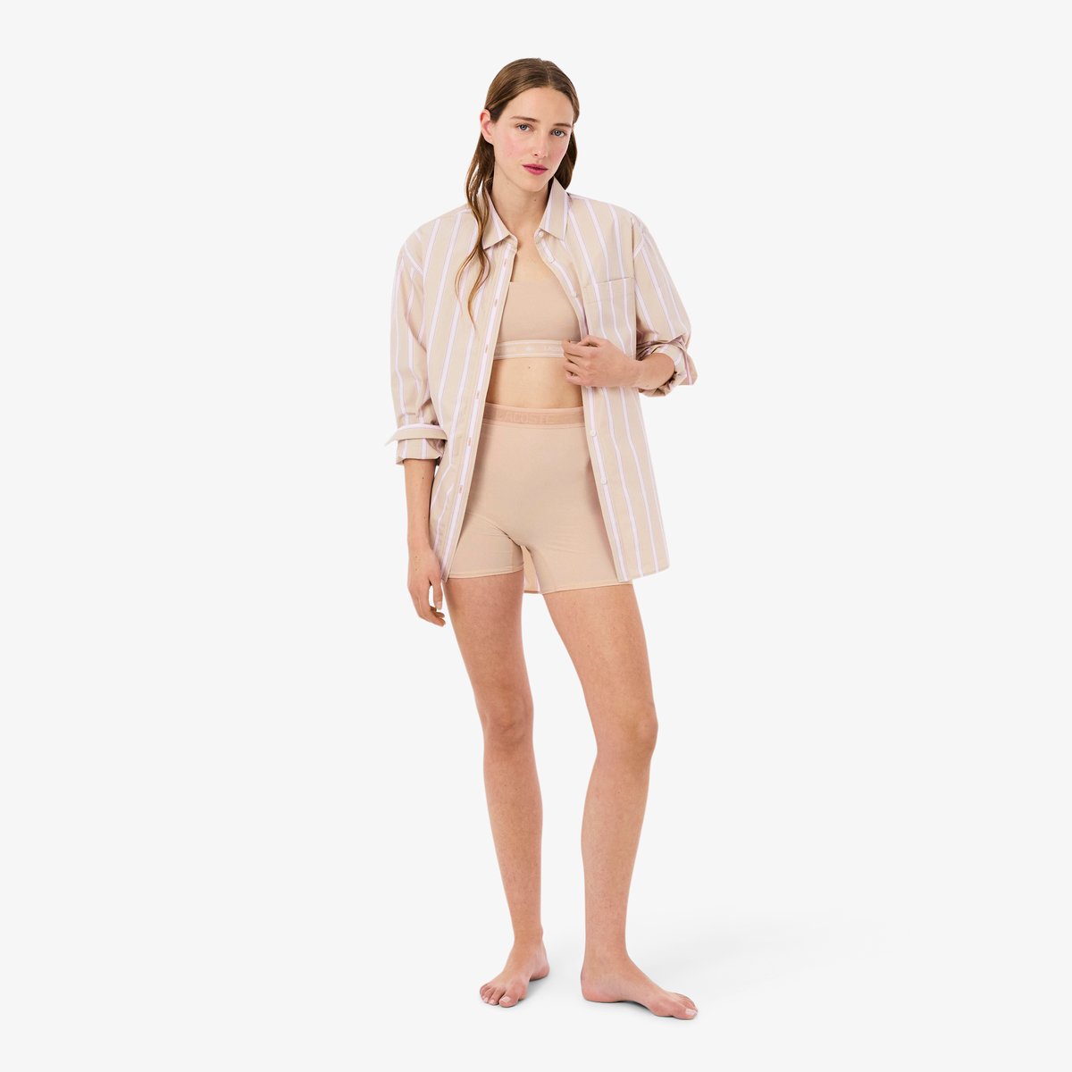 Brassière coton stretch bande siglée beige-i89, LACOSTE