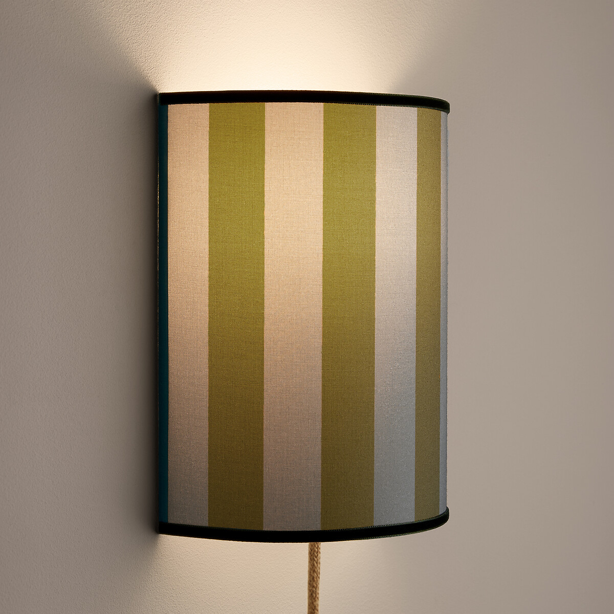 Wandlamp, van gestreept katoen en fluweel, STRIA groen  , LA REDOUTE INTERIEURS