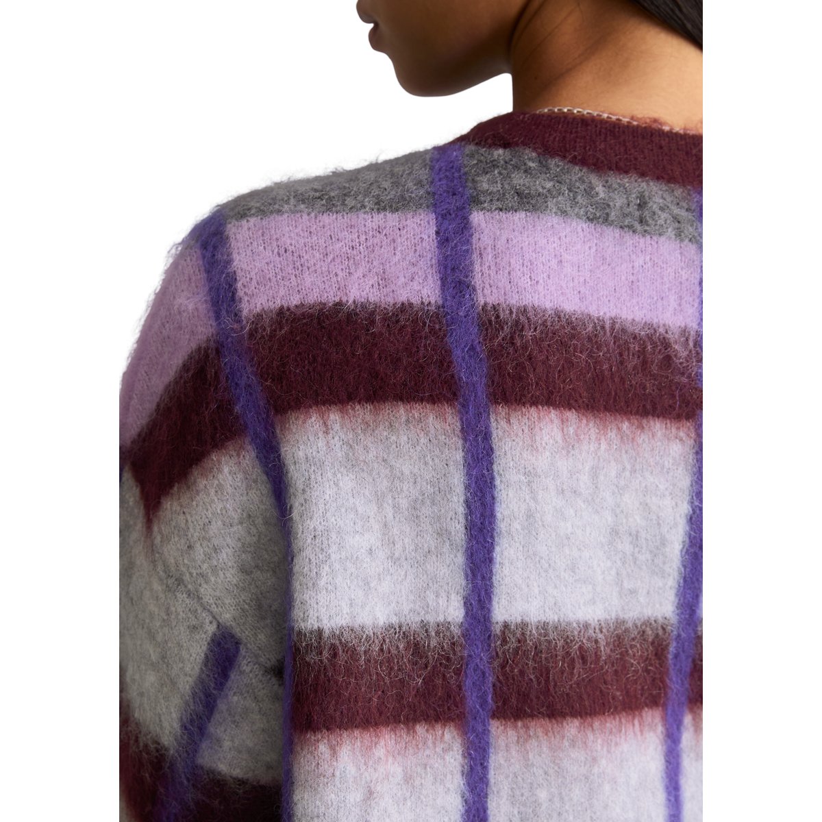 Pull jacquard oversize en un mélange douillet de laine vierge et de mohair mauve, MARC O’POLO DENIM