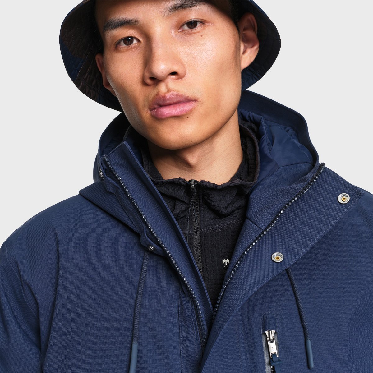Longue parka d'hiver à poches multiples MTD bleu marine, AIGLE