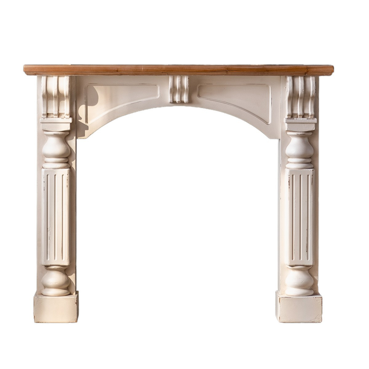 Manteau de cheminée en bois - MANOIR blanc, MATHI DESIGN