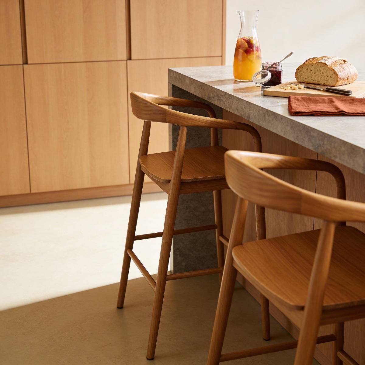 Tabouret de bar teck JUNE bois clair, MADE IN MEUBLES