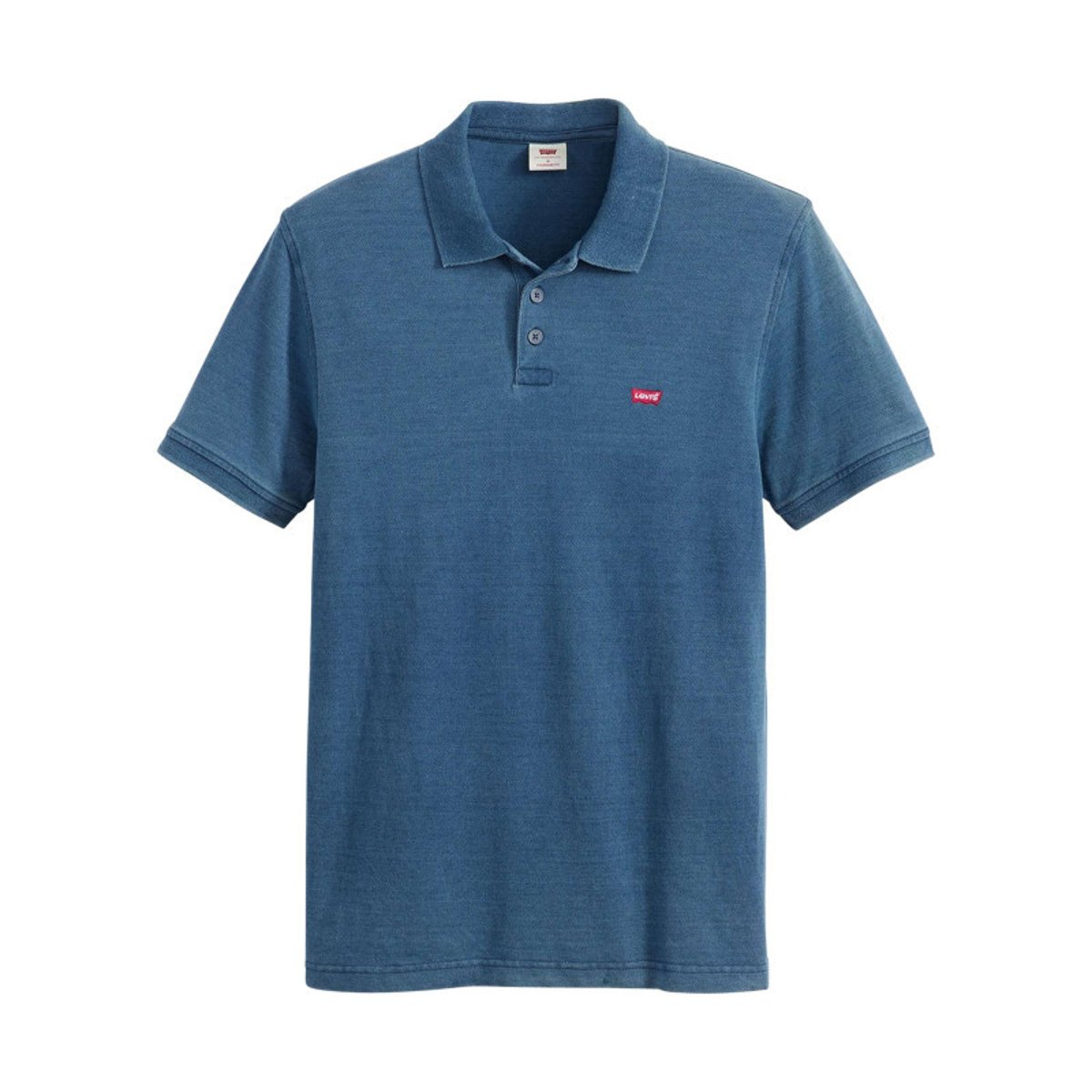 Polo en coton bleu uni avec une coupe droite et un col fermé par trois boutons bleu, LEVI'S