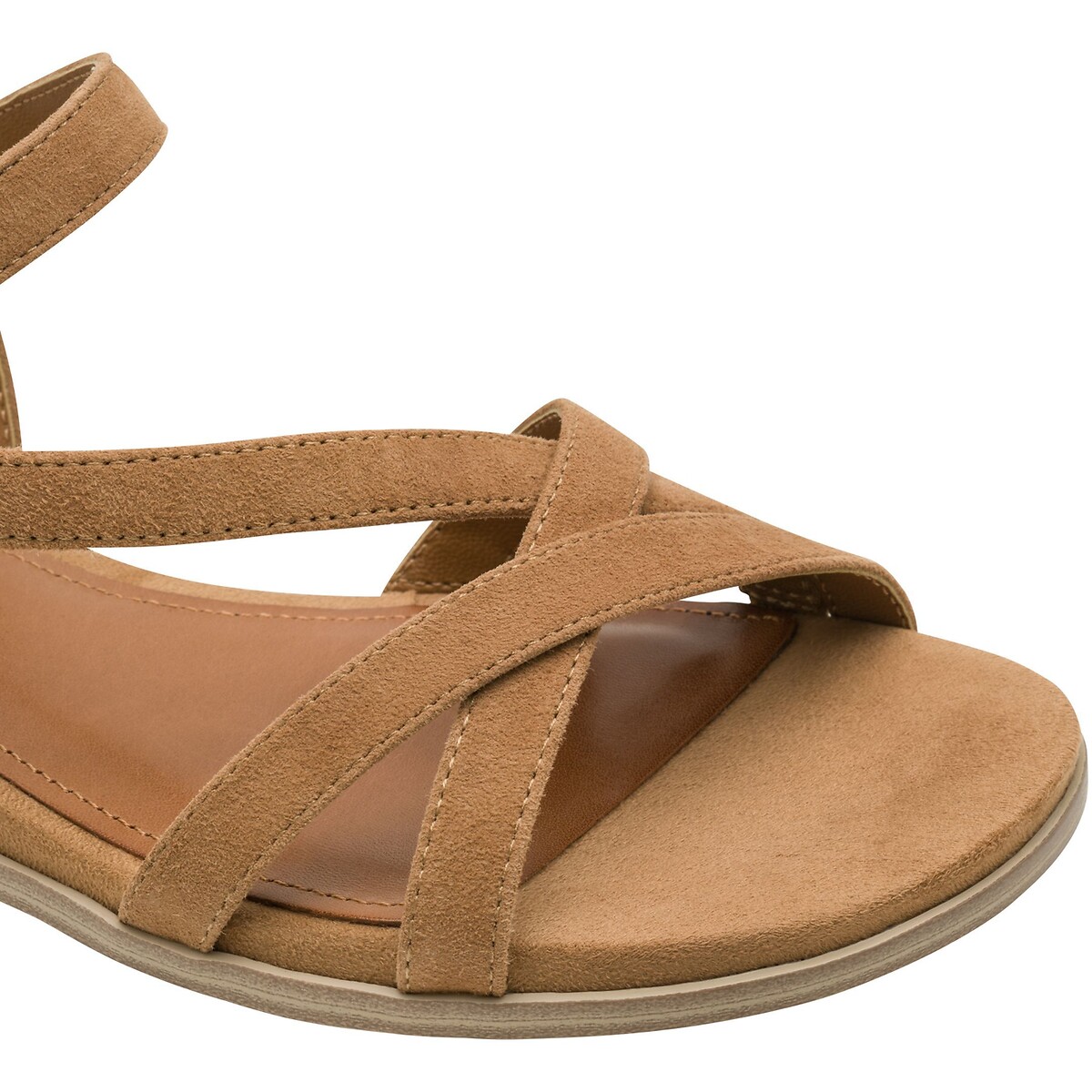 Sandales compensées en cuir tan, TAMARIS