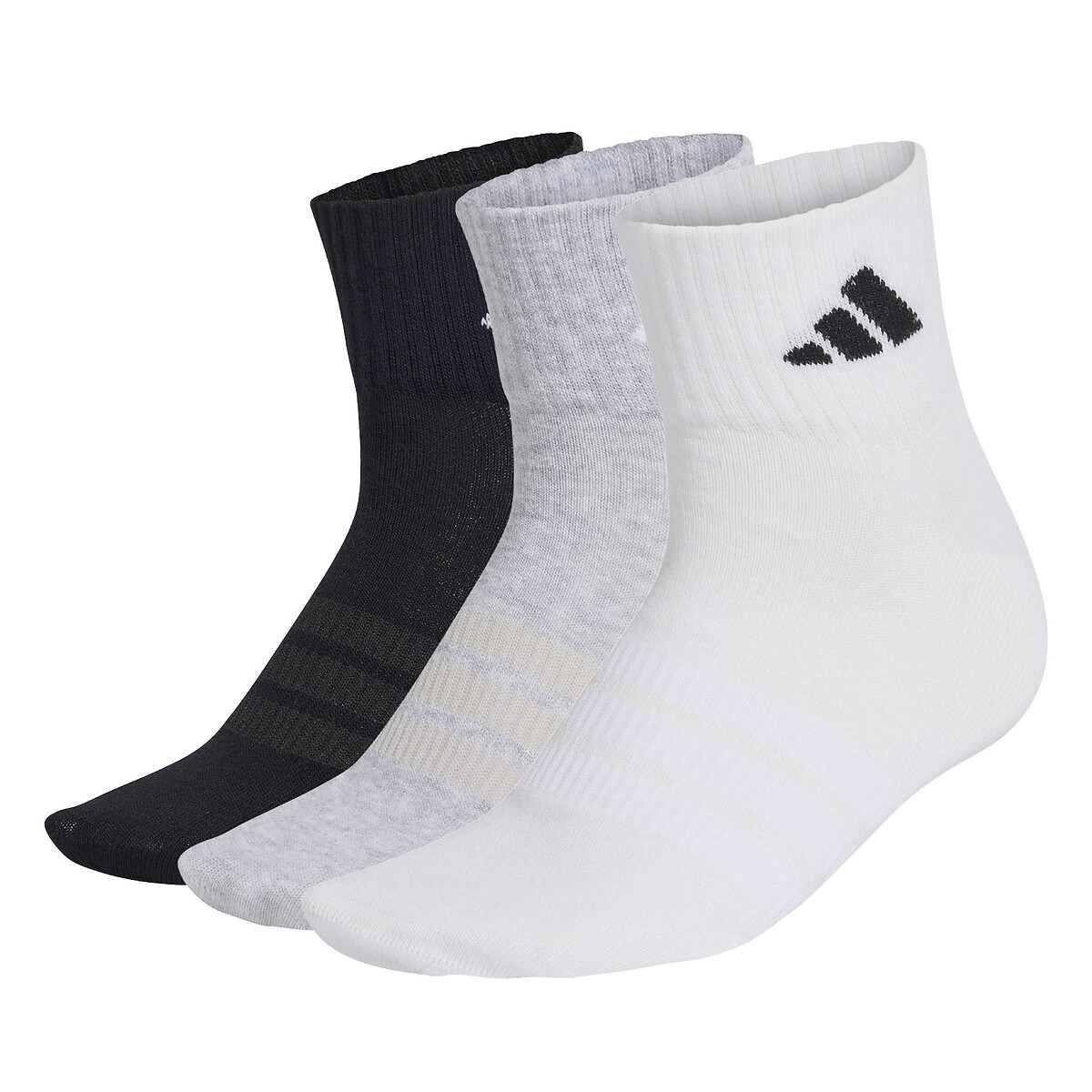Lot de 3 paires de chaussettes matelassées Sportswear noir + gris + blanc, adidas Performance