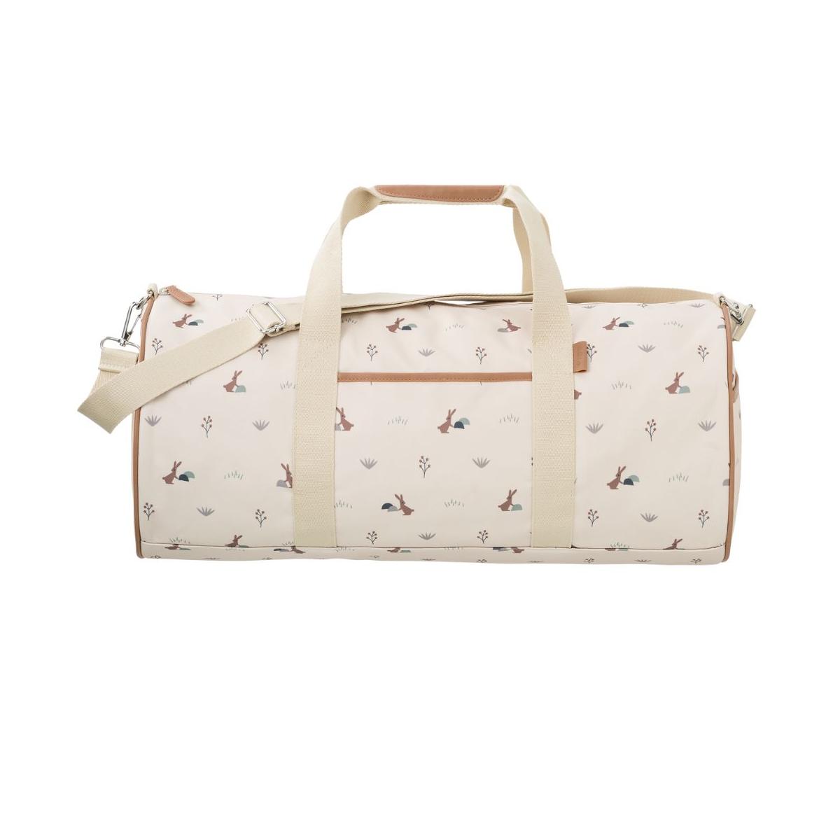 Sac week-end ecru, marron, bleu, FRESK