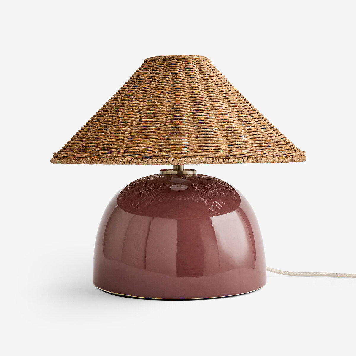 MADE.COM Nora Table Lamp with Rattan Shade burgundy, MADE