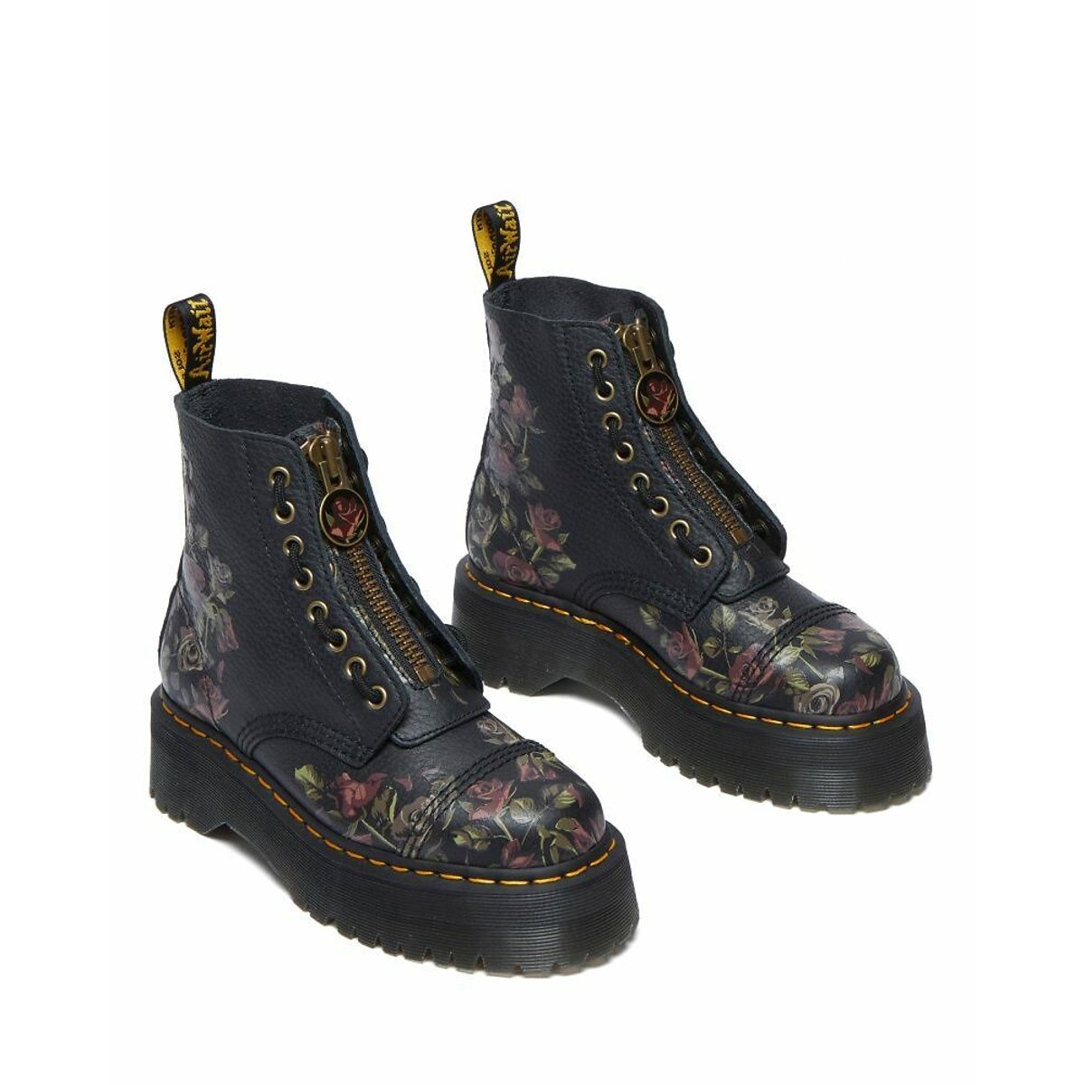 Boots plateformes Sinclair en cuir Thumbled Nappa noir, DR. MARTENS