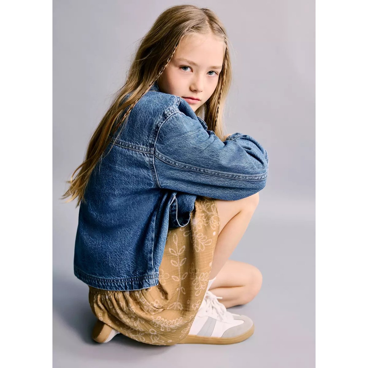 Jupe courte imprimée moutarde, MANGO KIDS