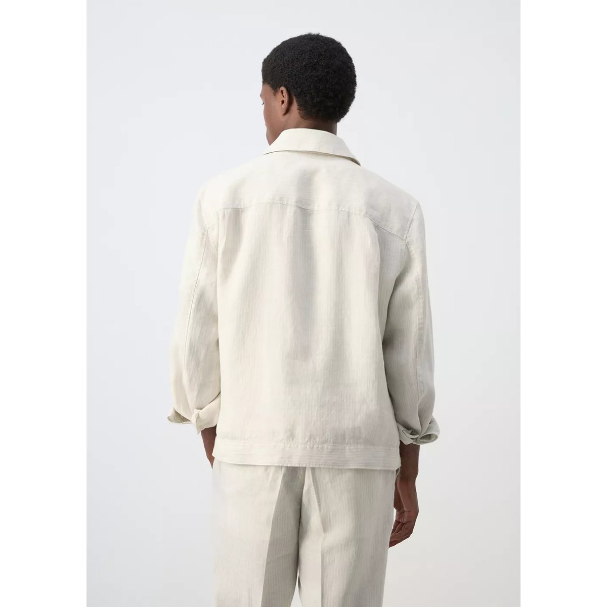 Veste 100 % lin à rayures blanc, MANGO MAN