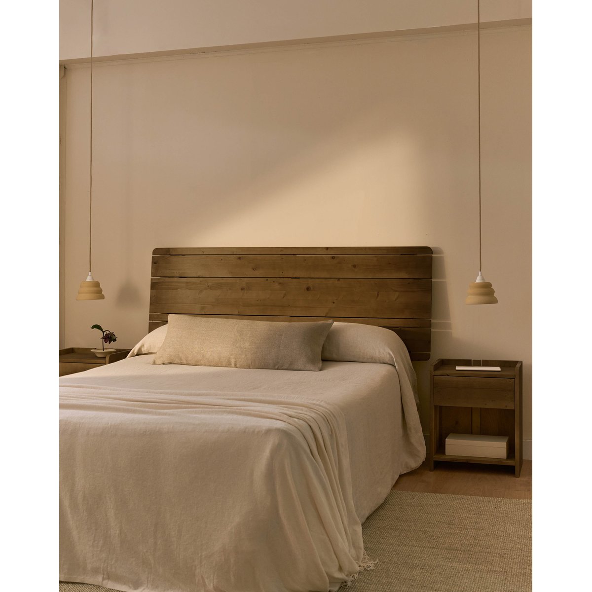 Tête de lit sapin massif naturel 145 cm - RAYONS noyer, HANNUN