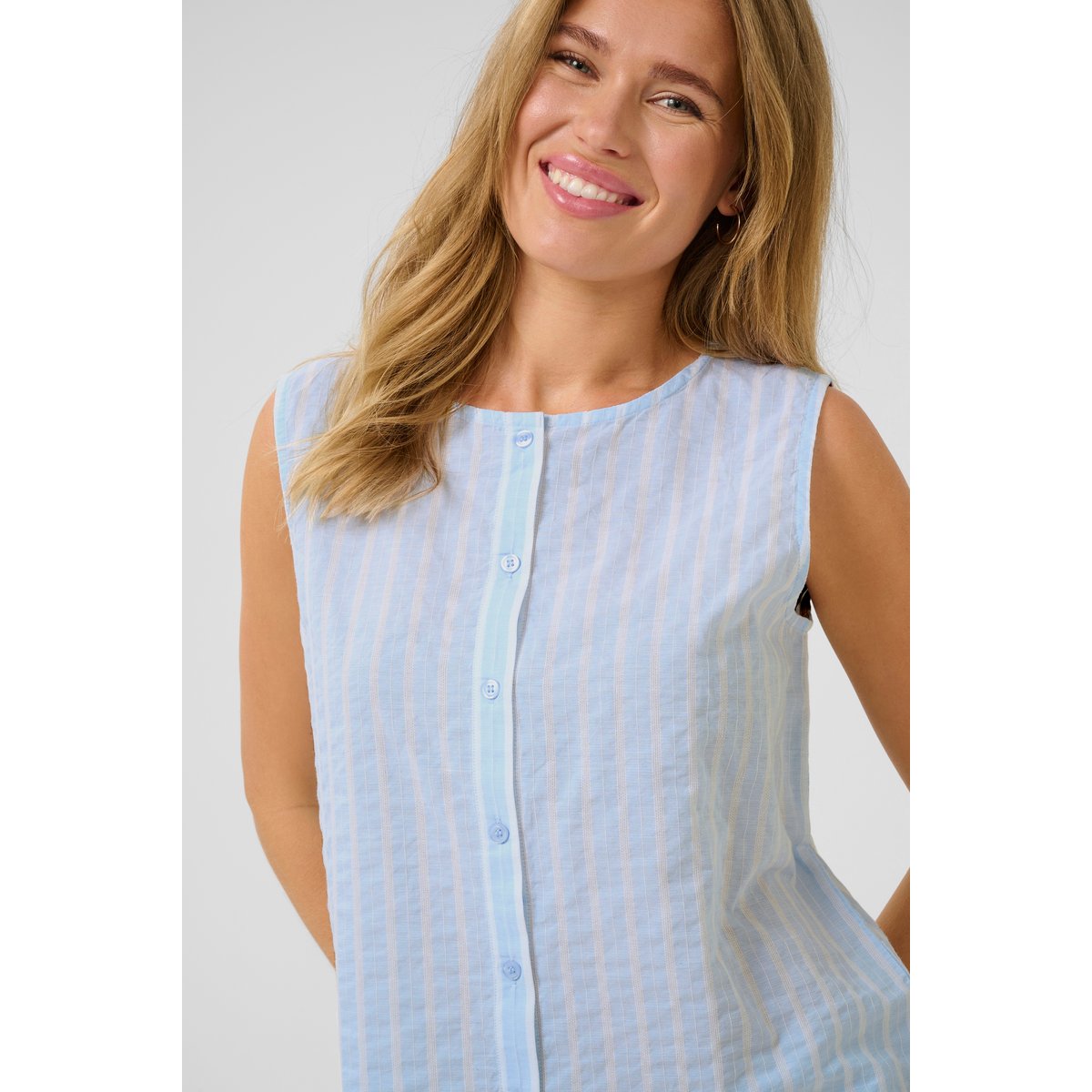 Blouse with short sleeve bleu/blanc rayures, KAFFE