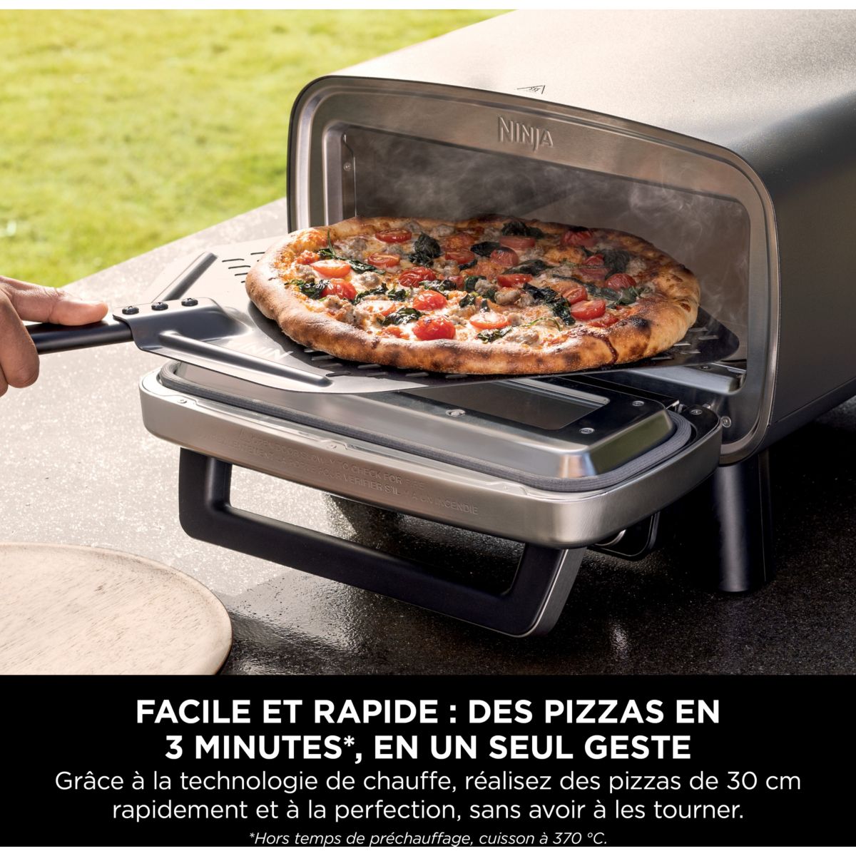 Four à pizza électrique MO201EU inox noir pizza 30 cm, fonction air fryer, thermostat digital couleur unique, NINJA
