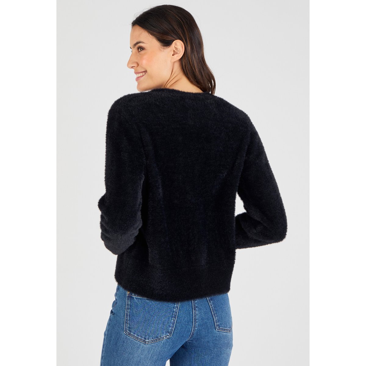 Gilet maille poilue noir, DAMART
