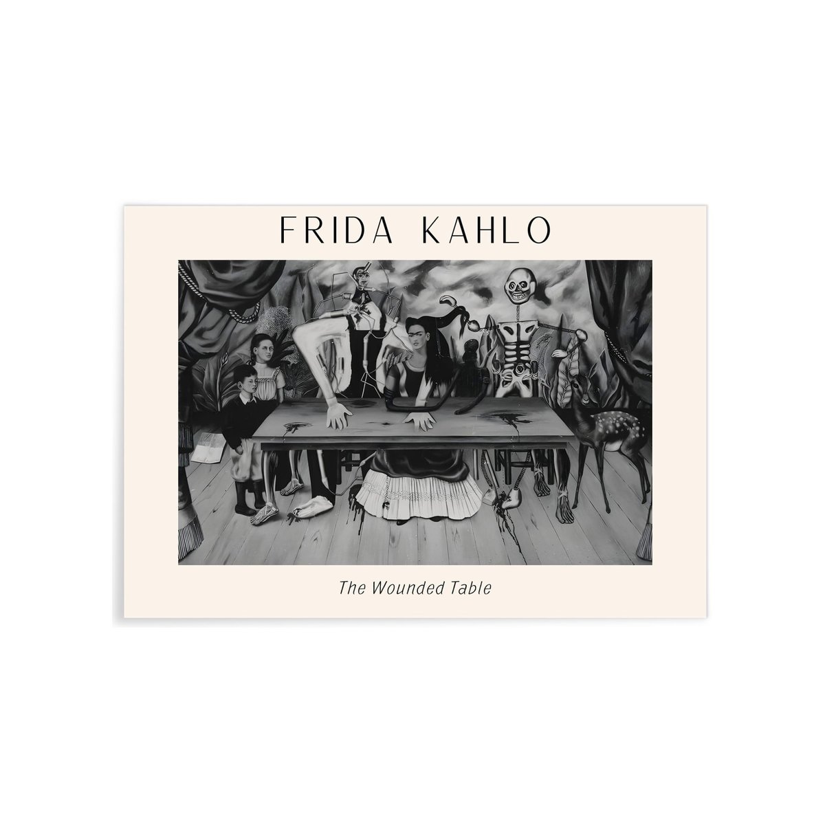 Affiche Frida Kahlo « The Wounded Table » blanc, L'AFFICHERIE