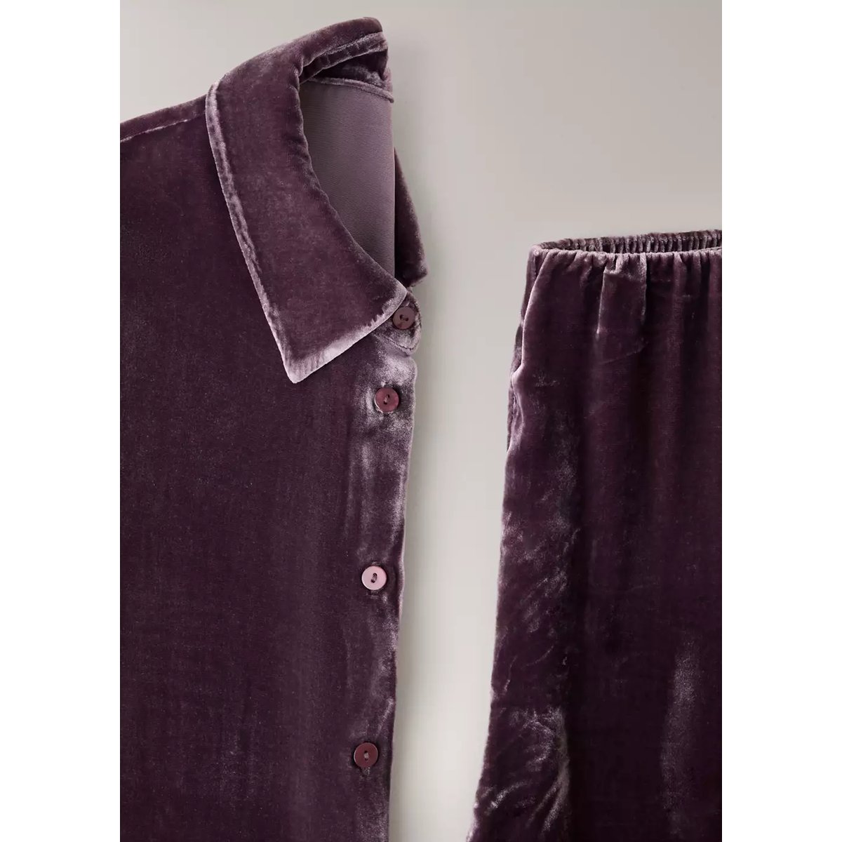Pantalon de pyjama en mélange de soie violet, MANGO