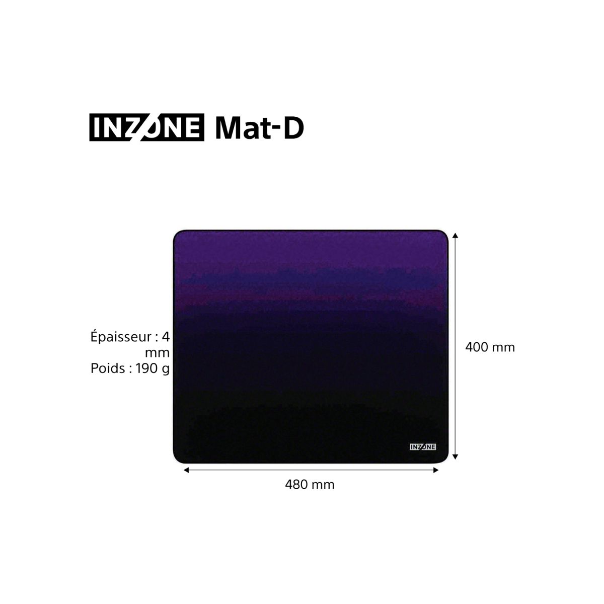 Tapis de souris INZONE MAT-D couleur unique, SONY