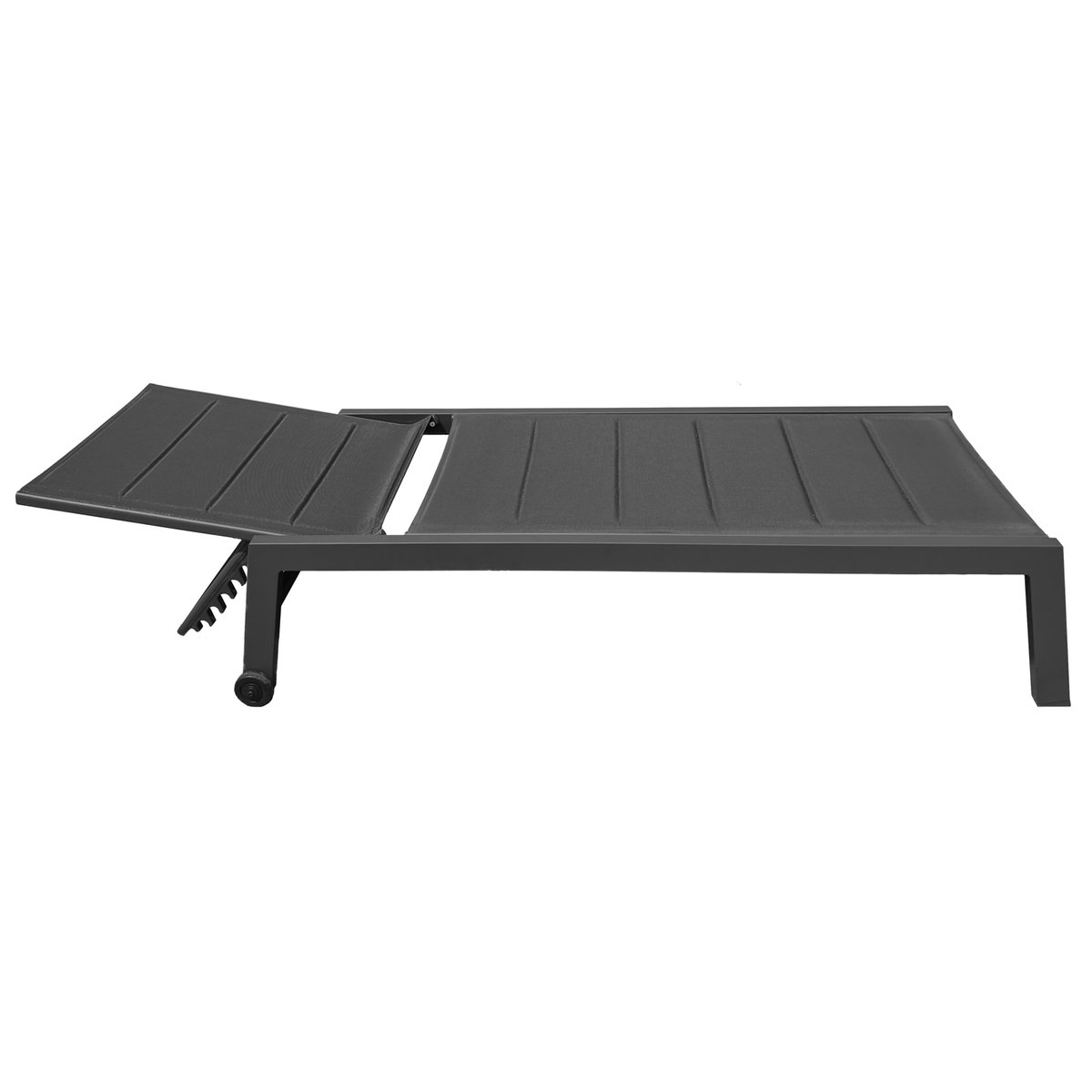 Bain de soleil et table d'appoint, BARBADOS noir, gris anthracite, HAPPY GARDEN