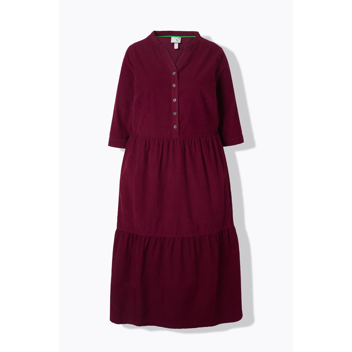 Robe maxi en velours côtelé à col montant rouge vin, ULLA POPKEN