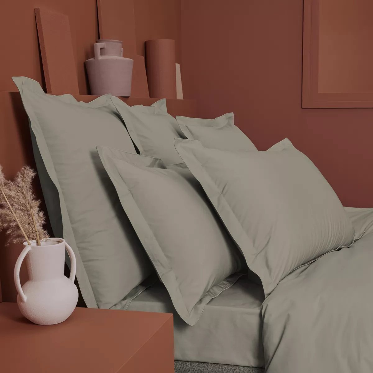 Taie d'oreiller percale de coton Olana pin, GARNIER THIEBAUT