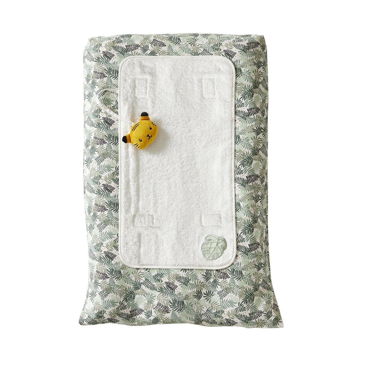Housse de matelas à langer HANOÏ écru / vert feuille, VERTBAUDET