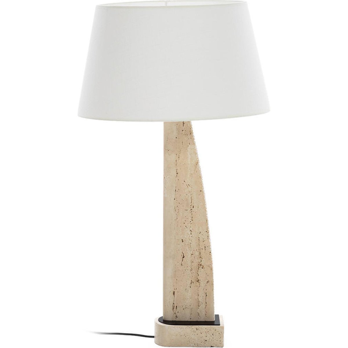 Lampe de table en travertin et métal naturel et noir, RECOLLECTION
