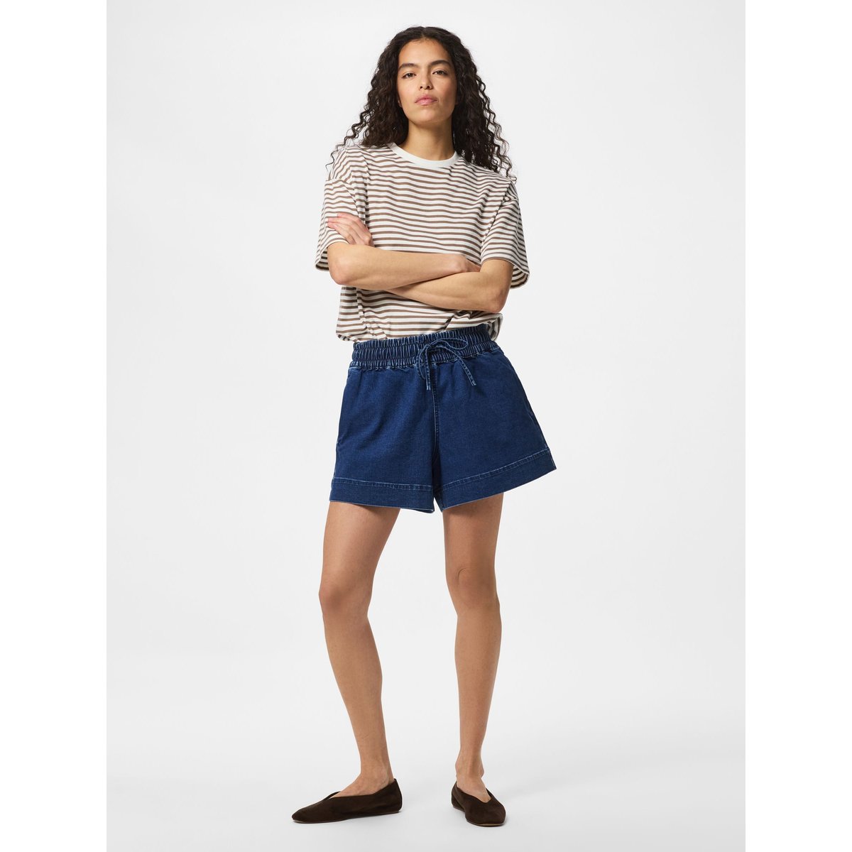 Shorts En Jean dark blue denim, PIECES