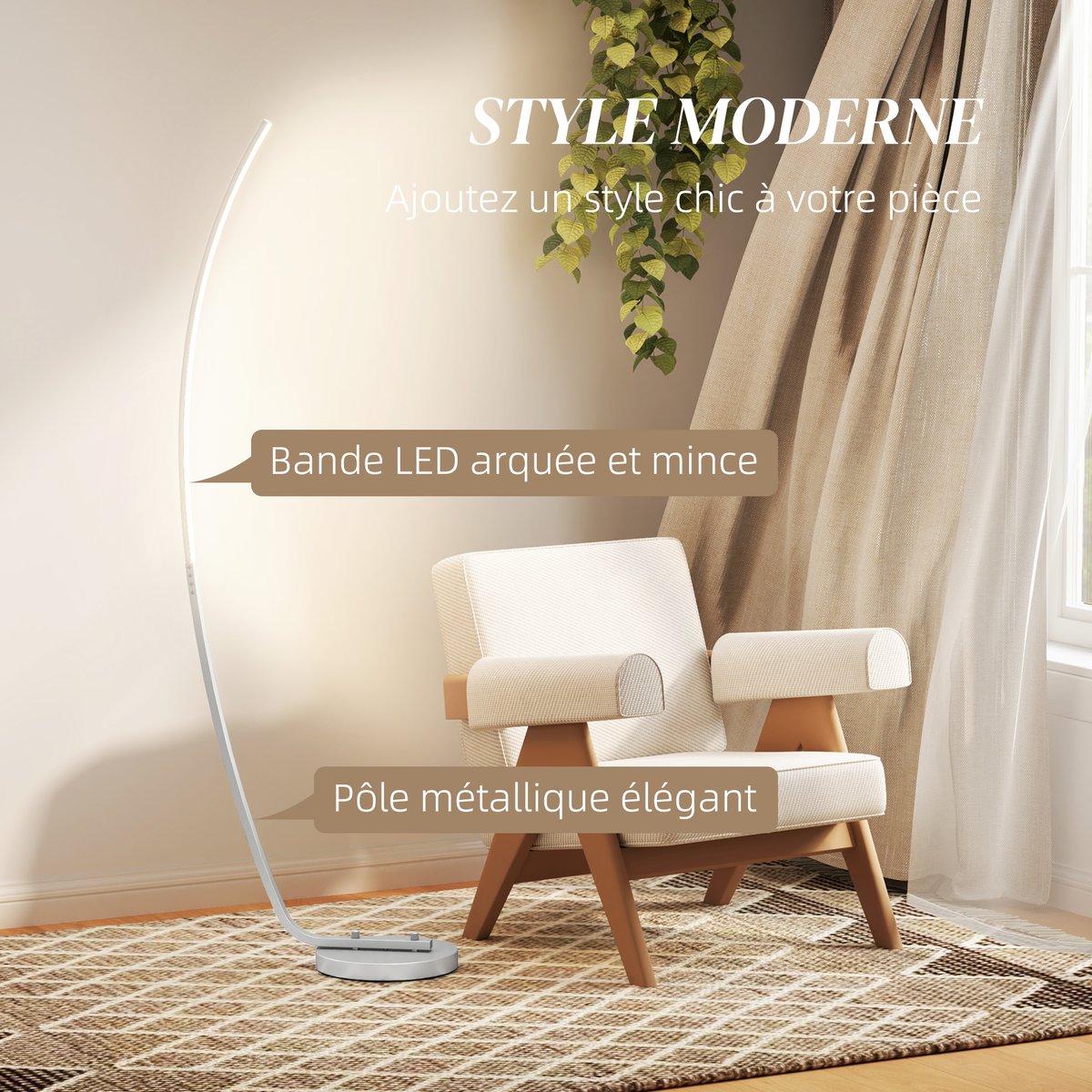 Lampadaire Aluminium Argent gris, HOMCOM
