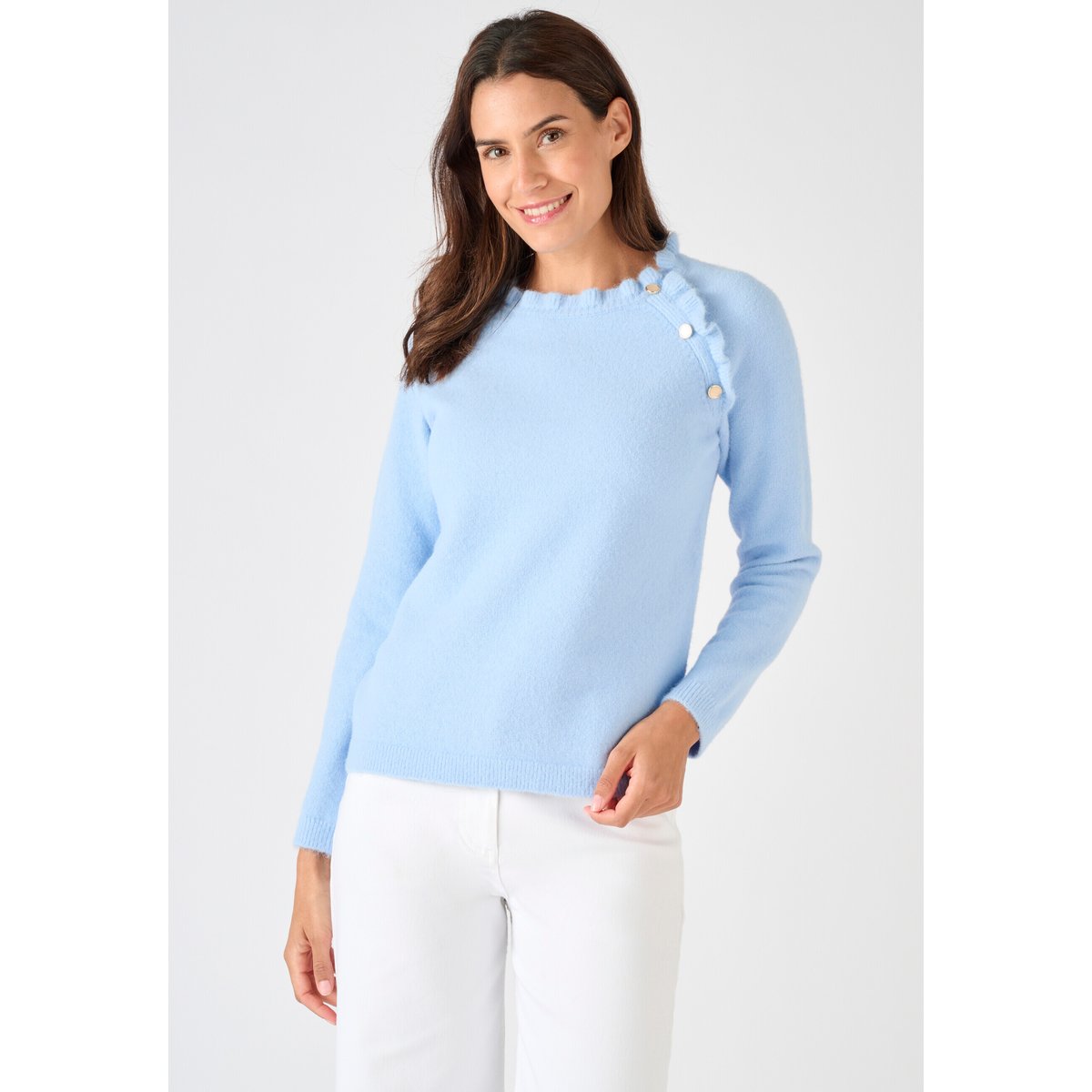 Pull à volants Thermolactyl bleu grisé, DAMART