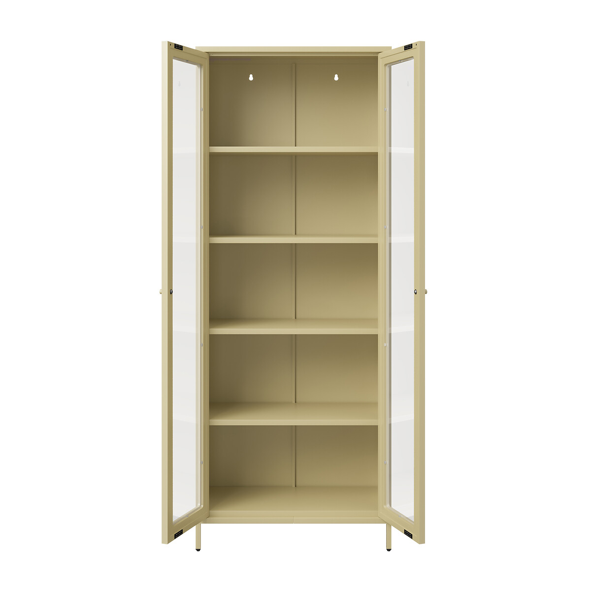 Talisk Industrial 2 Door Tall Metal and Glass Cabinet beige, SO'HOME