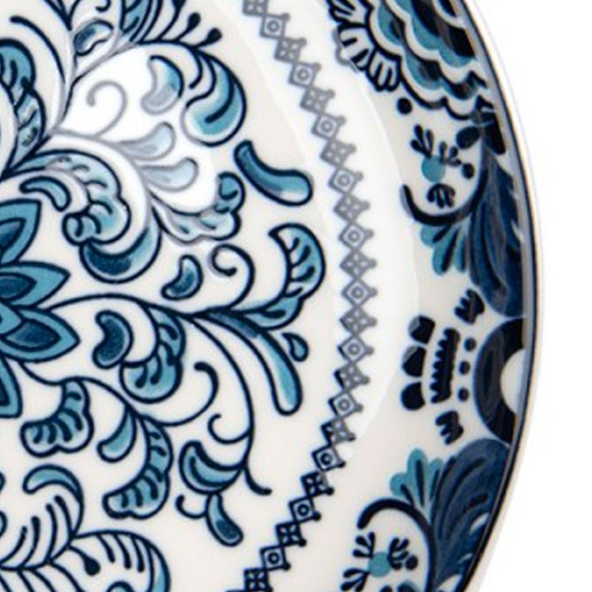 Assiette à dessert en céramique motif fleuri bleu 21x21x3cm bleu, WADIGA