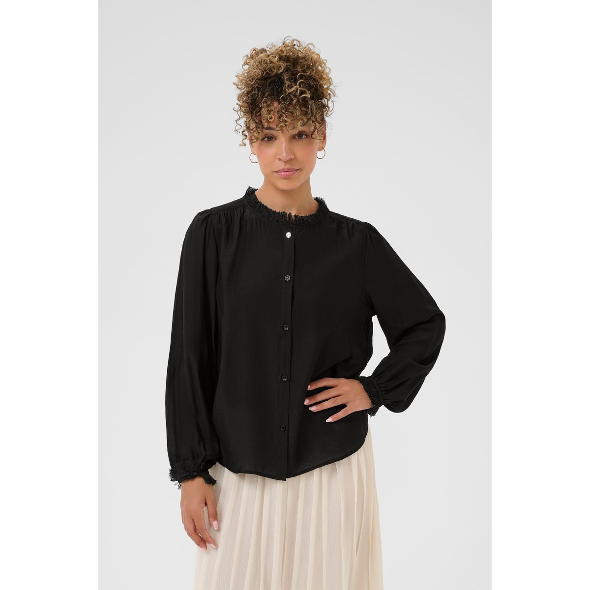 Chemise à manches longues noir pitch black, CREAM