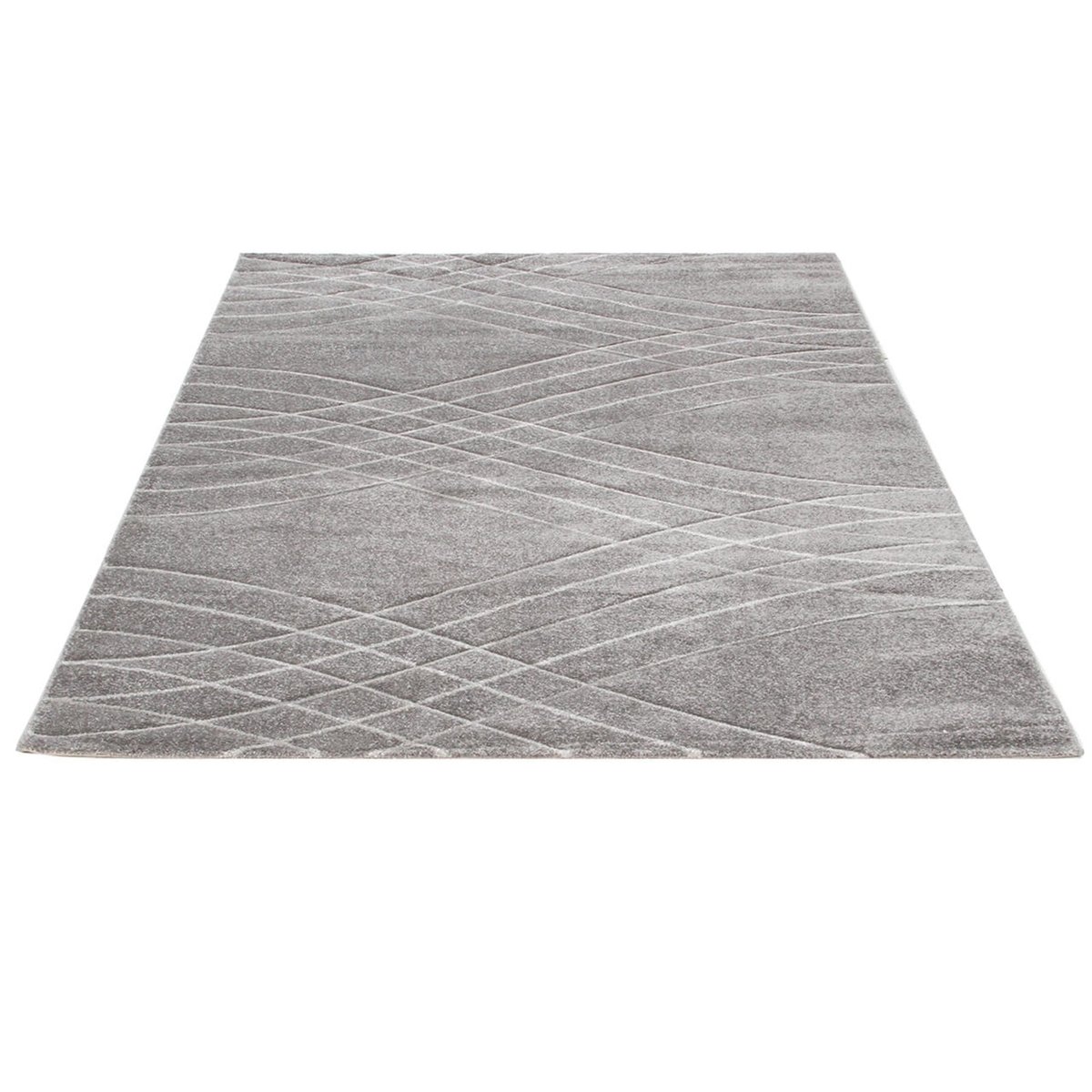 Tapis salon et chambre moderne tissé plat BROWNIE gris, NOVATREND