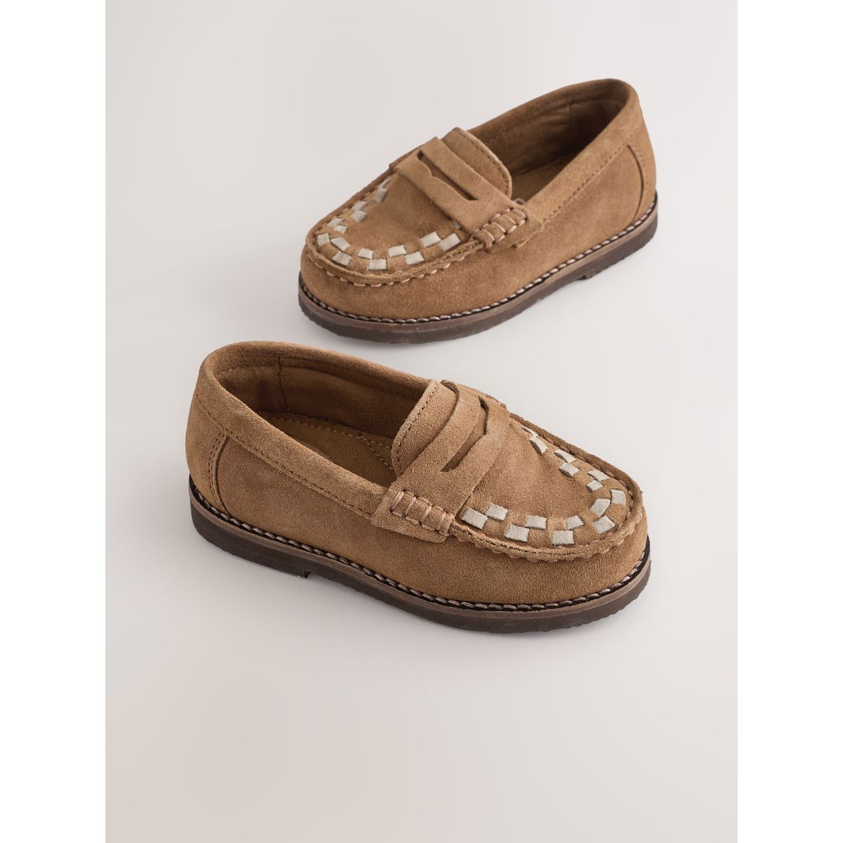 Mocassins en cuir marron fauve, NEXT