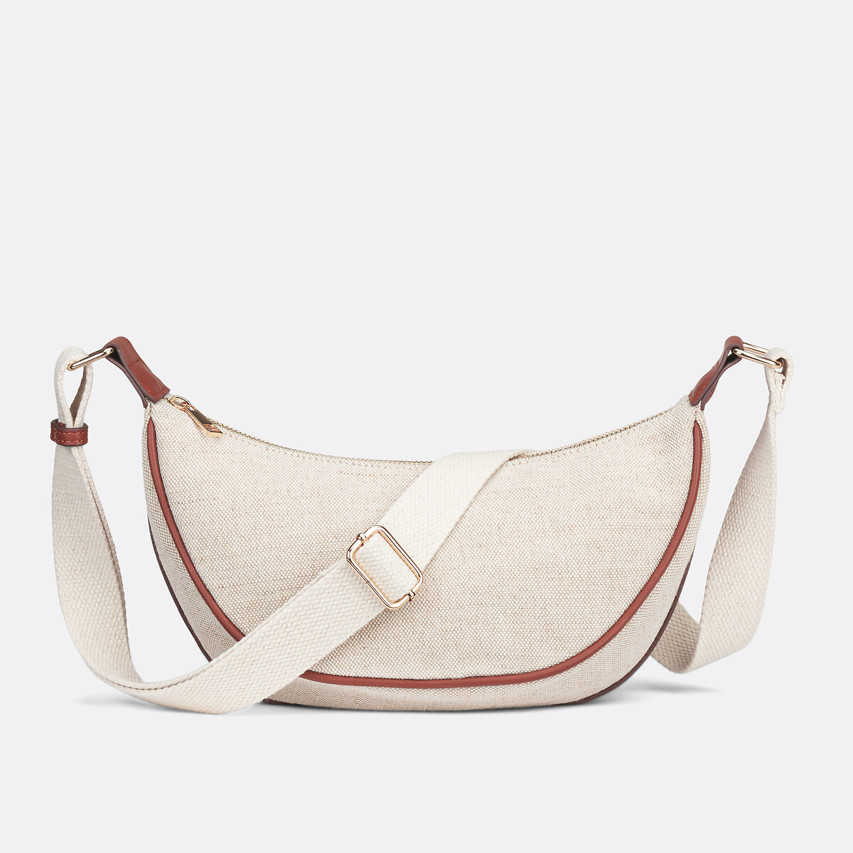 Sac banane en toile contrastée beige, LA REDOUTE COLLECTIONS