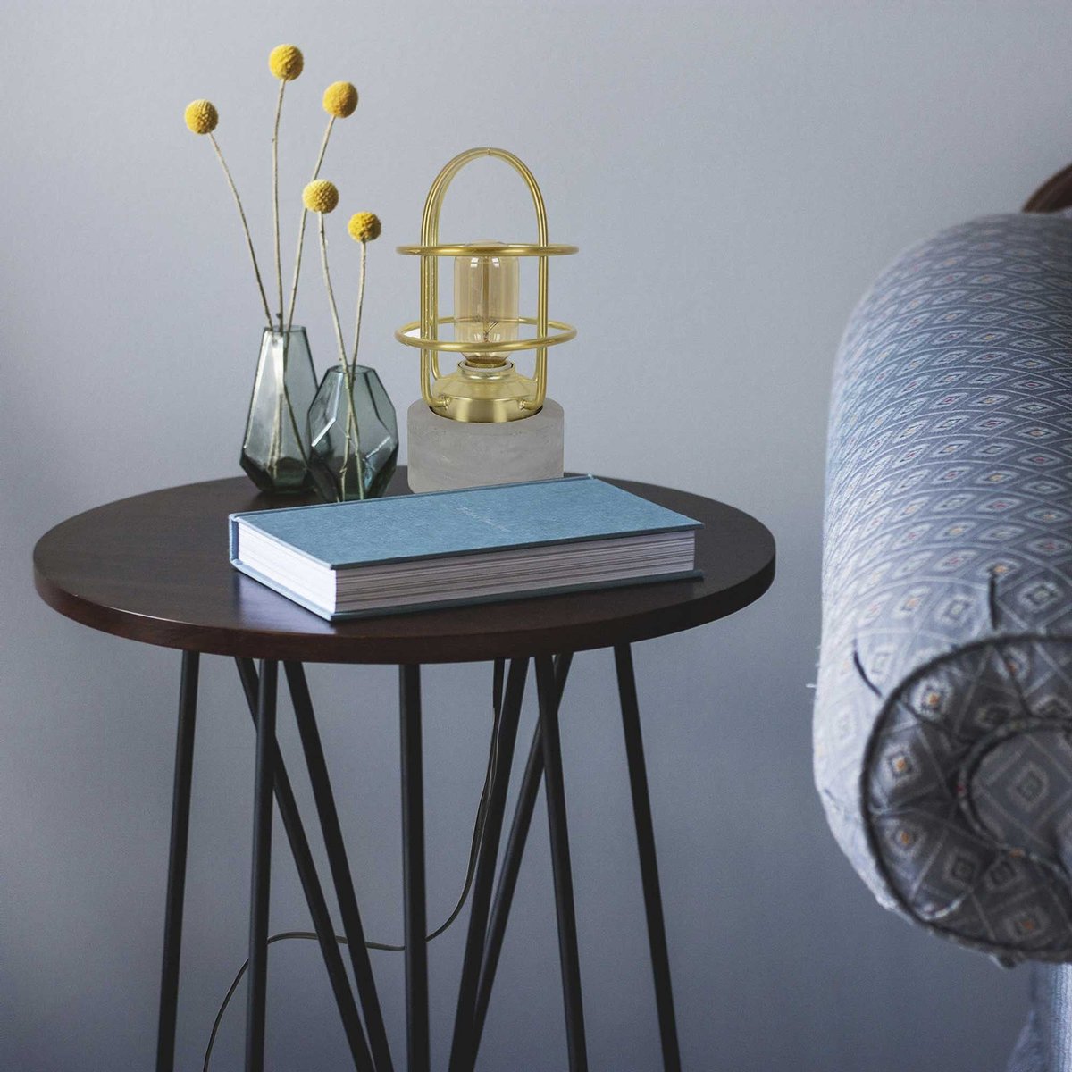 Lampe à poser en métal et verre, PERNEF doré, C-CREATION