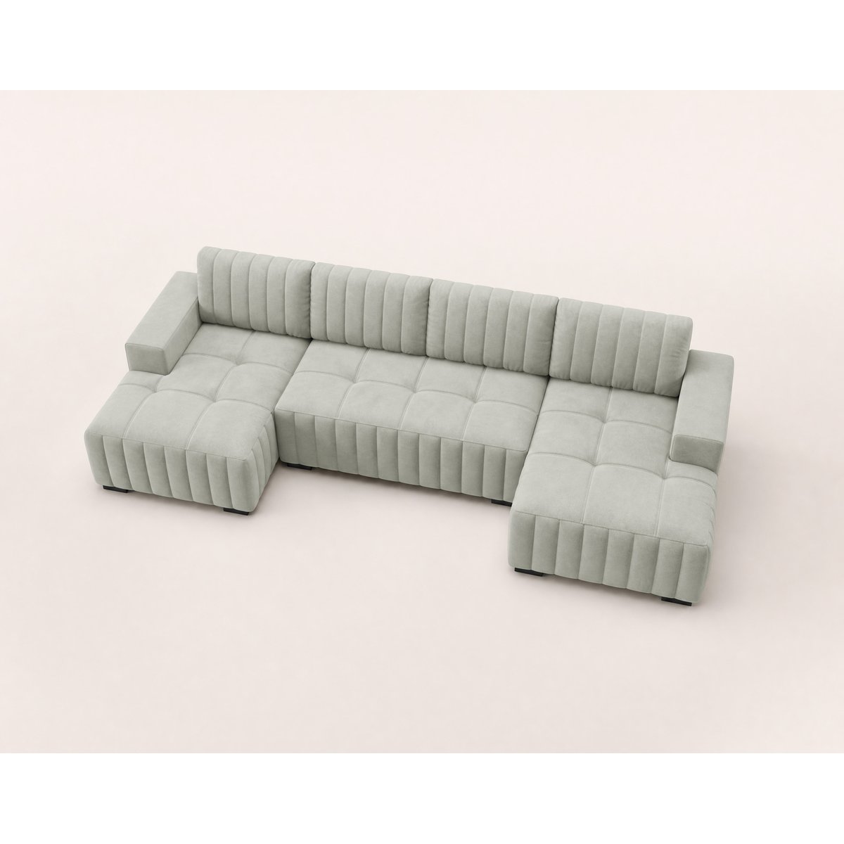 Canapé Panoramique Convertible Velours 7 places - LAZARE blanc, LISA DESIGN