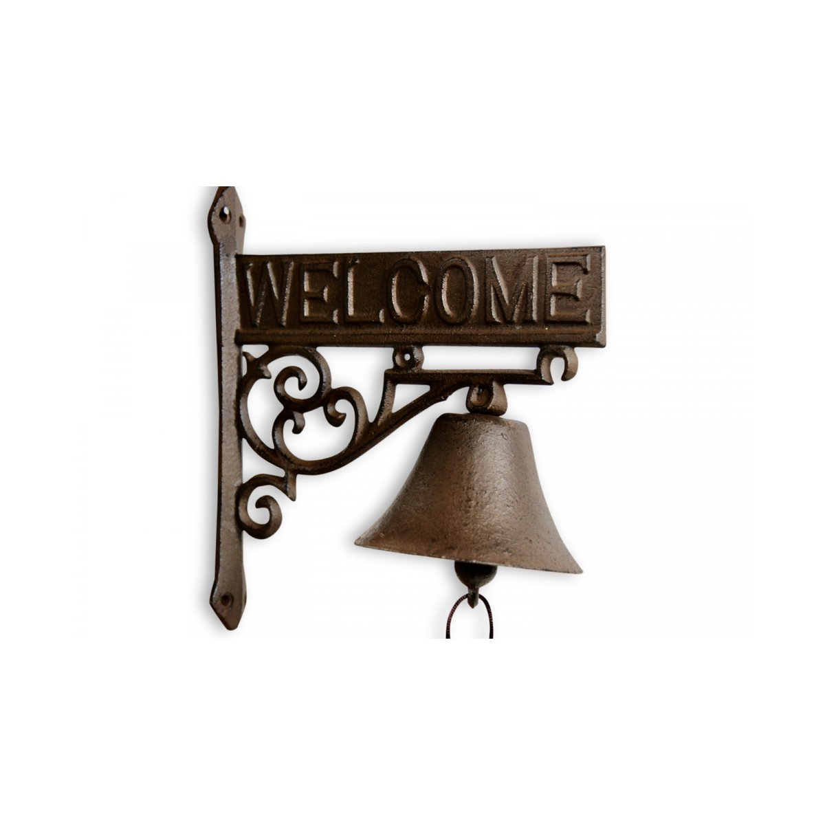 Cloche Welcome Fonte Marron 21.5x11x23cm marron, DECORATION D’AUTREFOIS