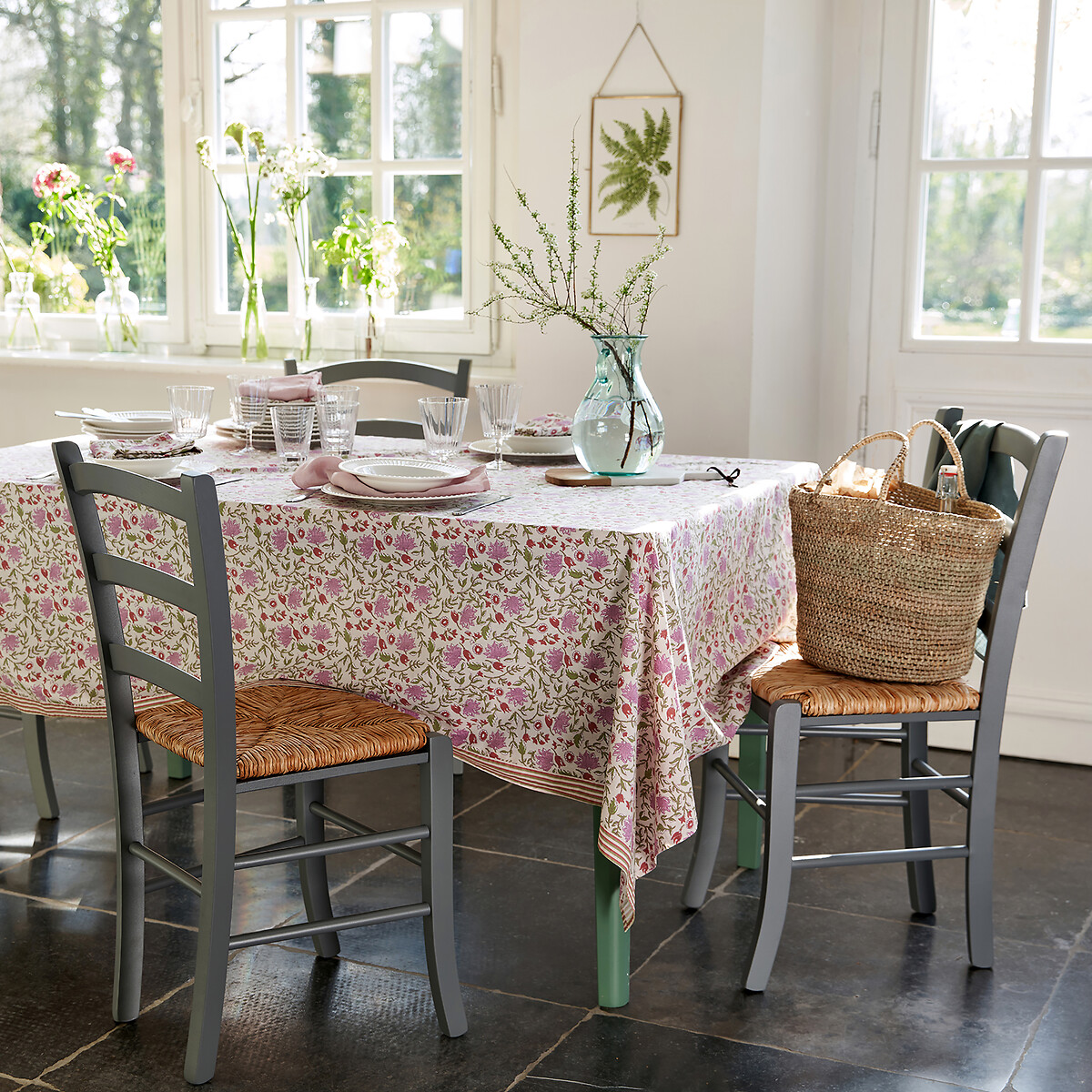 Lot de 2 chaises paysannes, en hêtre massif, PERRINE gris, SO'HOME