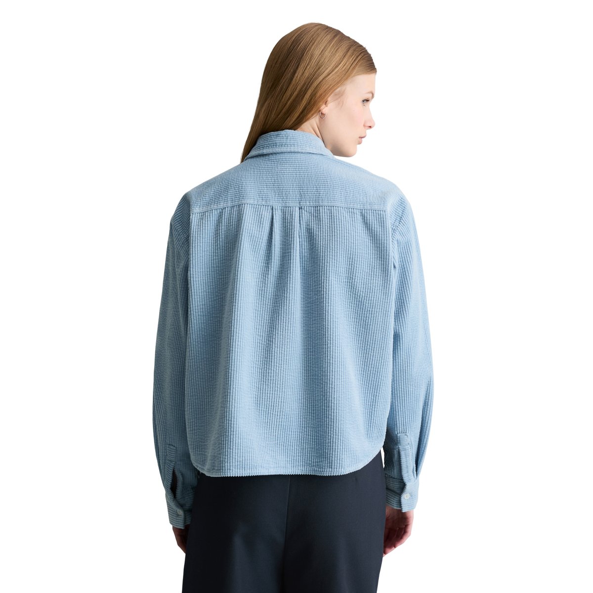 Blouse en velours côtelé loose avec une structure en bulle décontractée bleu clair, MARC O’POLO DENIM