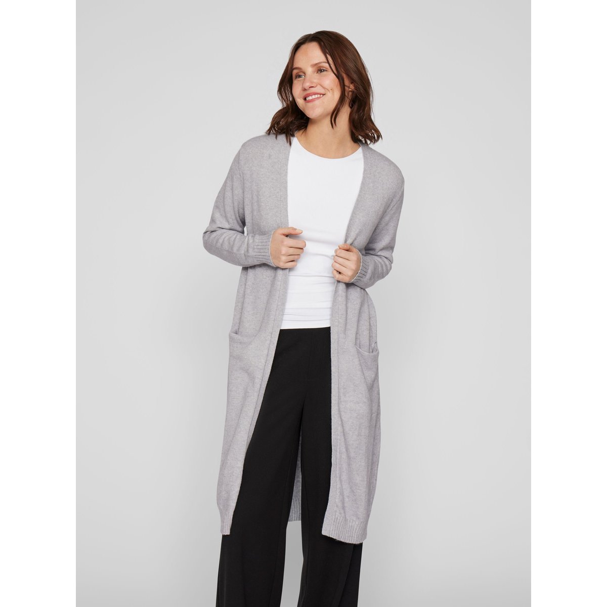 Cardigan En Maille gris - light grey melange1, VILA