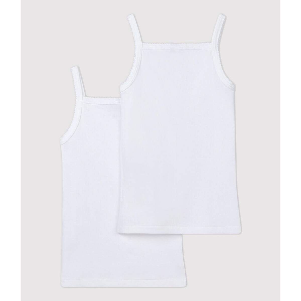 Lot de 2 maillots de corps à bretelles blanc, PETIT BATEAU