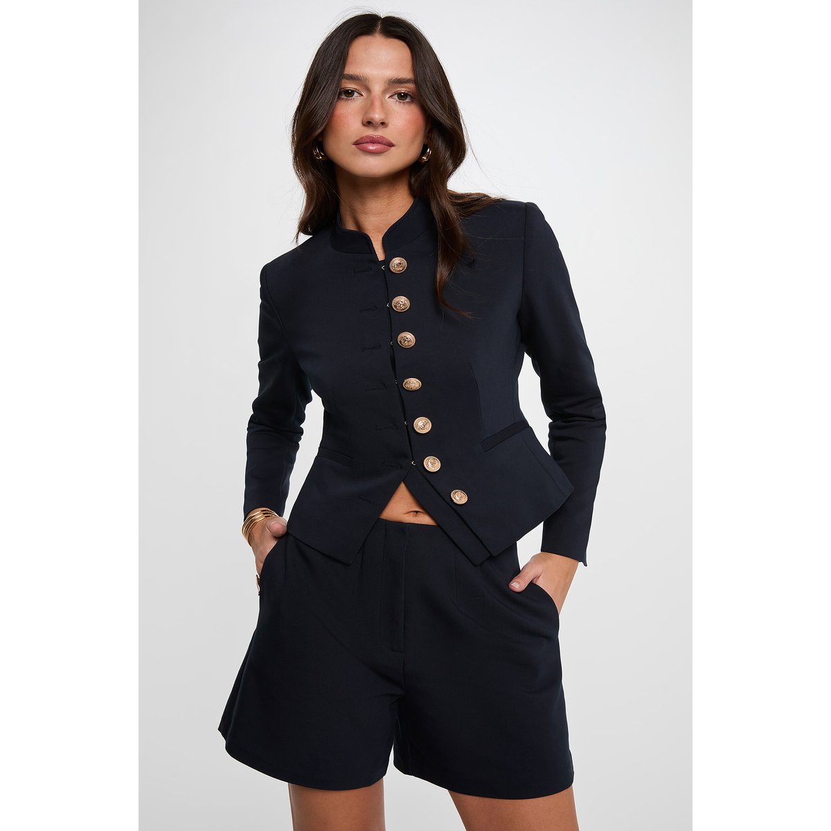 Short taille haute large bleu marine, MORGAN