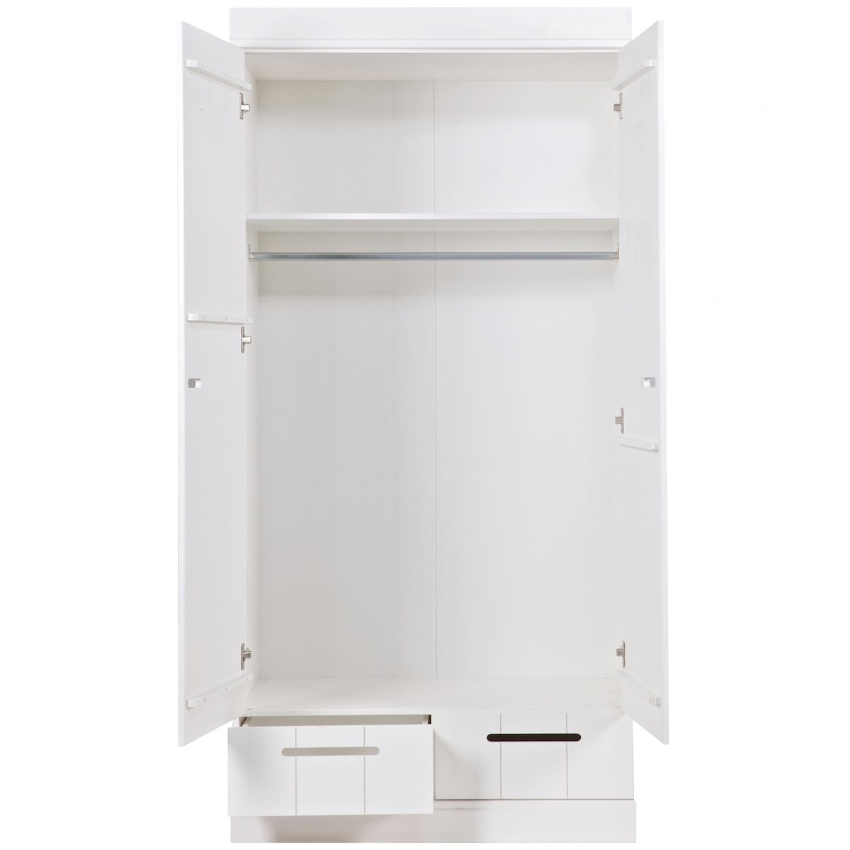 Armoire en pin 2 portes 2 tiroirs- CONNECT blanc, WOOOD