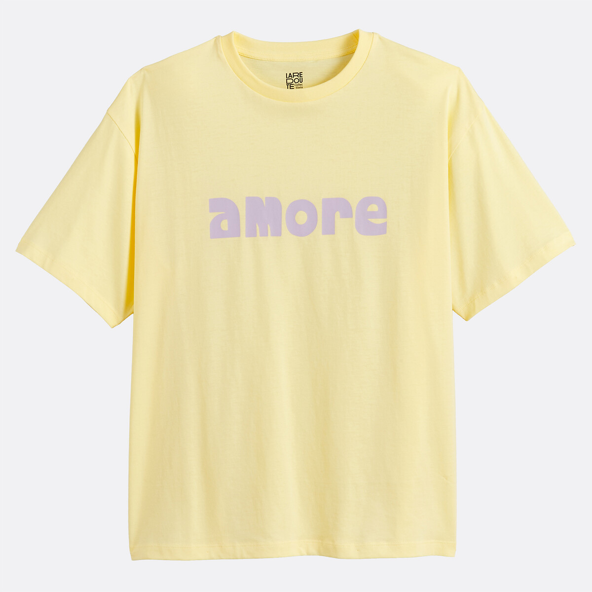 T-shirt à message, col rond, manches courtes jaune, LA REDOUTE COLLECTIONS